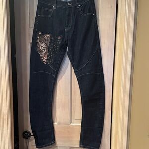 NWOT - Women's Black Jeans with Leopard Accent